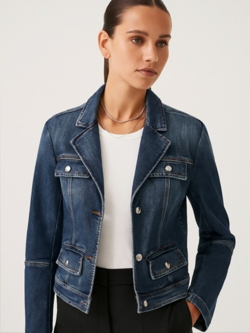 Marc Cain Tailored Stretch Denim Jacket | German Designer | Size N4 / US 8